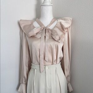 Elegant Cream Ruffle Blouse